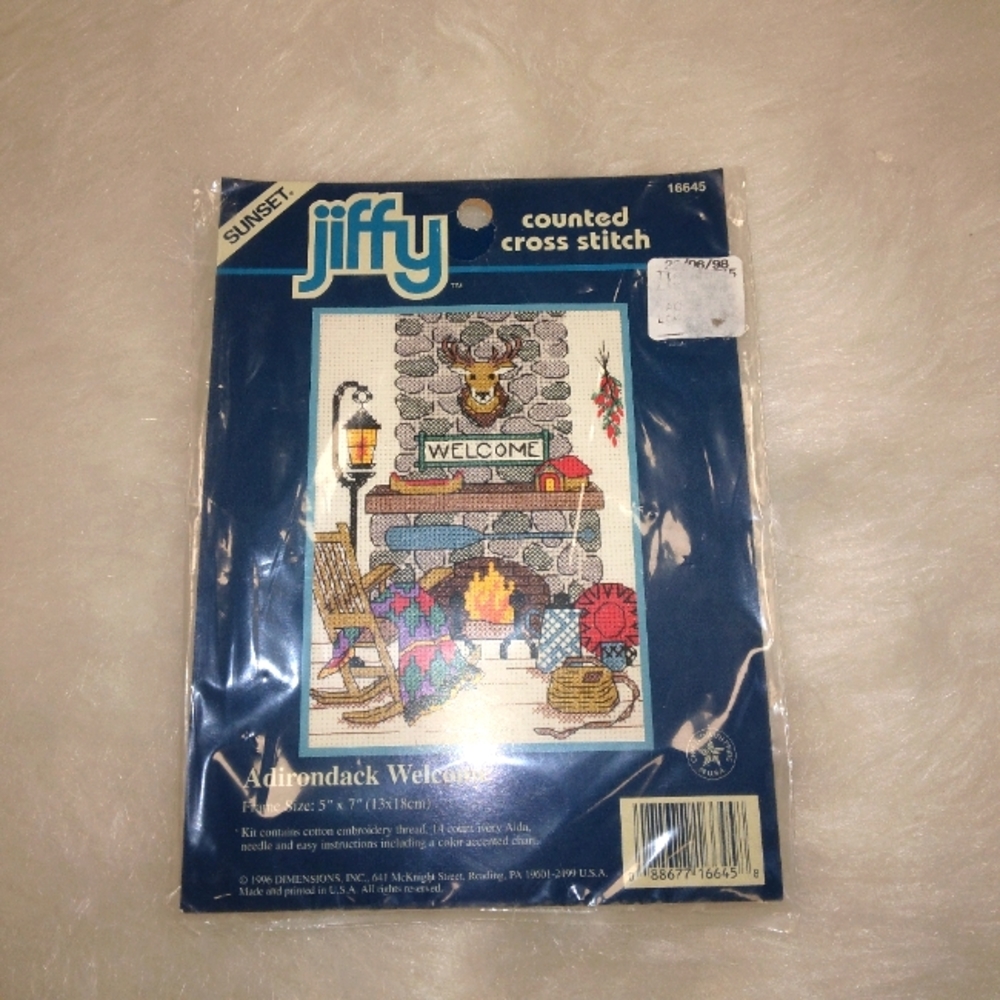 Sunset Jiffy Adirondack Welcome Counted Cross Stitch 16645, KIT NWT